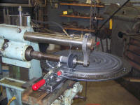 White Steamer burner - slitting saw setup - click for TechPage